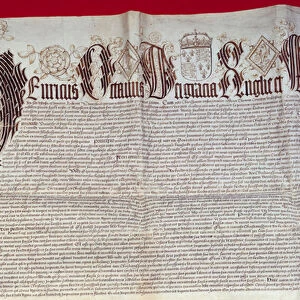 Detail of the Windsor Treaty (September 1, 1532) signed by Charles V King Henry VIII of