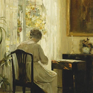 A Woman in an Interior, (oil on canvas laid on panel)