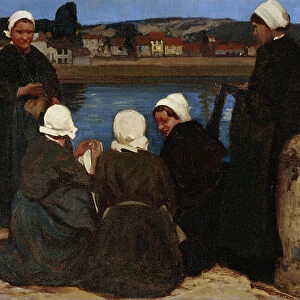 Women on the Quayside, Etaples, (oil on canvas)
