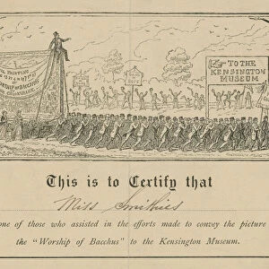 Worship of Bacchus Certificate (engraving)