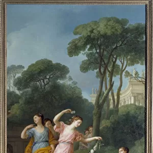 Young Greek Women Parting Flowers Sleeping Love Painting by Joseph Marie Vien (1716-1809