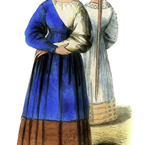 Young Italian women - female costumes of 14th century