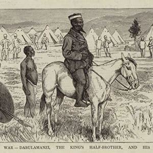 The Zulu War, Dabulamanzi, the Kings Half-Brother, and his Aides-de-Camp (engraving)