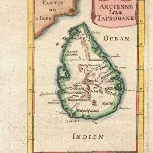 1686, Mallet Map of Ceylon or Sri Lanka, Taprobane, topography, cartography, geography