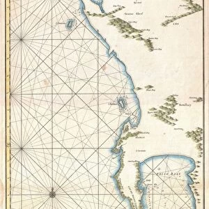 1775, Mannevillette Map of the Cape of Good Hope, South Africa, topography, cartography