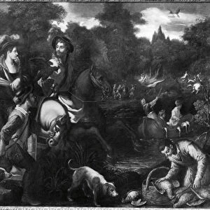 Falcon Hunt Falk hunting painting 17th century