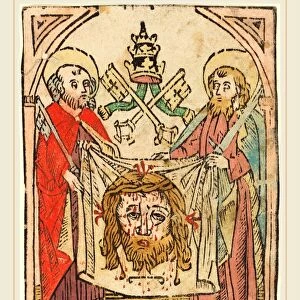 German 15th Century, Saints Peter and Paul with the Sudarium, in or after 1475, woodcut