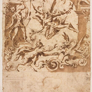 Grotesque Satyr Feeding Dragon recto 1565 1588