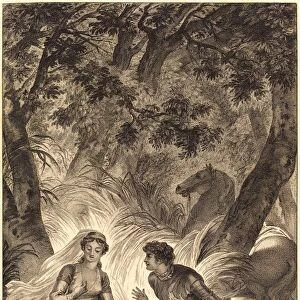 after Jean-Honora Fragonard, La fiancee du roi de Garbe: La chevalier, etching