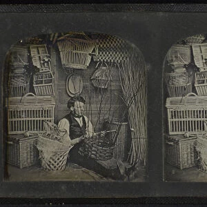 Man weaving basket Joseph Amadio British active London