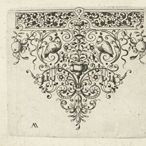Ornament featuring flowers and two birds, Laurent Jansz Micker, Anonymous, c. 1675 - c