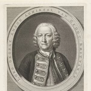 Portrait George Anson oval inscription Dutch