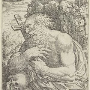 Saint Hieronymus crucifix skull wilderness monk