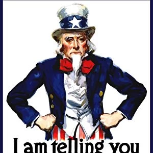 World War I poster of Uncle Sam standing with his hands on his hips