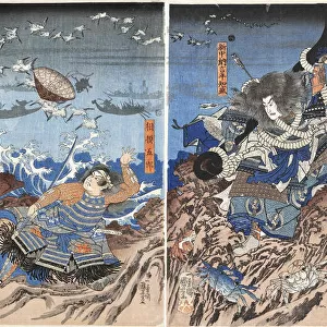 The battle of Dan-no-ura (Dannoura sen no zu), ca 1844. Creator: Kuniyoshi, Utagawa (1797-1861)
