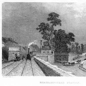 Berkhamsted Station, Hertfordshire, on the London and Birmingham Railway, c1860