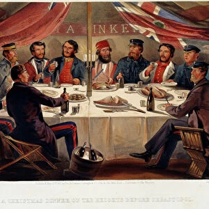 A Christmas Dinner on the Heights before Sevastopol, 1855. Artist: William Simpson
