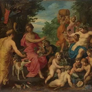 Diana Offered Wine and Fruit by Bacchus and his Retinue, c.1617-1625. Creator: Hendrick van Balen