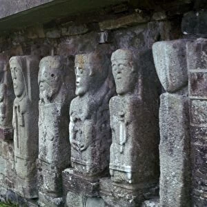 Early Christian figures showing the influence of pagan Celtic carvings, 6th century