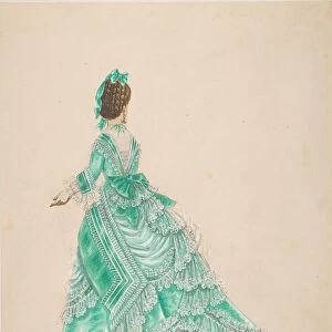 Fashion Study: Woman in a Green Dress, 19th century. Creator: Anon