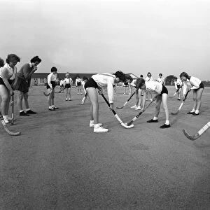 Girls hockey match, Airedale school, Castleford, West Yorkshire, 1962