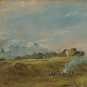 Hampstead Heath, with a Bonfire, ca. 1822. Creator: John Constable