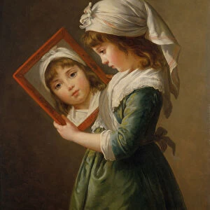 Julie Le Brun (1780-1819) Looking in a Mirror, 1787. Creator: Elisabeth Louise Vigee-LeBrun