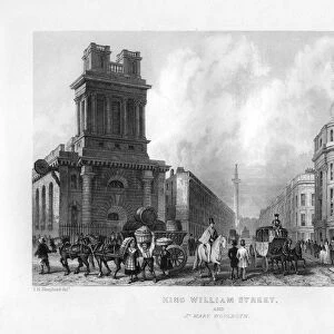 King William Street and St Mary Woolnoth, London, 19th century. Artist: J Woods