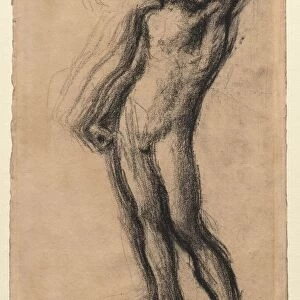 Nude Man Standing, with Left Hand Raised, c. 1900. Creator: Edgar Degas (French, 1834-1917)