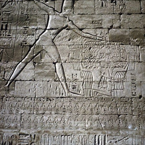Relief of Rameses III smiting enemies, Mortuary Temple of Rameses III, Medinat Habu, c1200BC