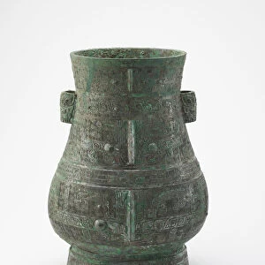 Ritual wine container (hu) with masks and dragons, Late Shang dynasty, ca