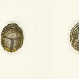 Scarab: Falcon with Cobra and Ma at Feather, Egypt, Middle Kingdom-New Kingdom