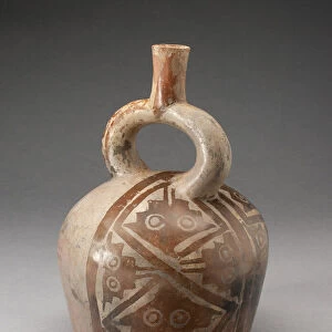 Stirrup Vessel with one Side Painted with Textile-Like Stepped Motif, 100 B. C. / A. D. 500