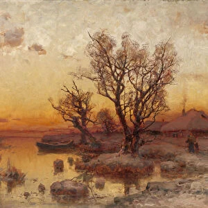 Sunset over a Ukrainian Hamlet, 1915. Artist: Klever, Juli Julievich (Julius), von (1850-1924)