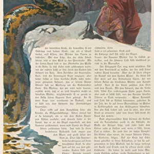 Thor and the Midgard Serpent. From Valhalla: Gods of the Teutons, c. 1905