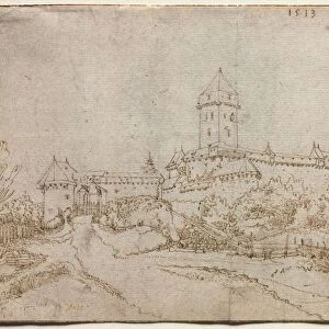 View of a Castle (recto); Eight-Sided Cup (verso), 1513. Creator: Wolfgang Huber (Austrian