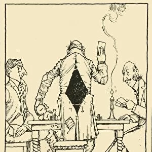 The Wininng Card on the ace of diamonds, 1910. Creator: W Heath Robinson