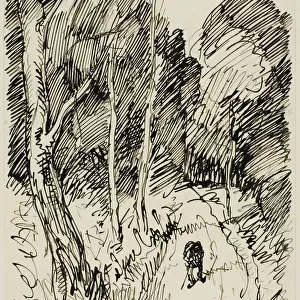 Wooded Landscape with Vagabond, n. d. Creator: Theophile Alexandre Steinlen
