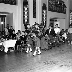 1961 West Essex CC Dinner Dance. November 1961. Bag pipers lead Jim Clark
