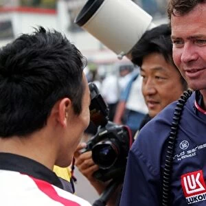 World Series By Renault: Takuma Sato Super Aguri F1 talks with his former F3 boss Trevor Carlin Carlin Motorsport
