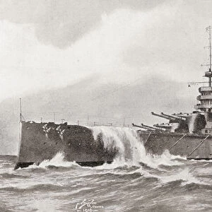 The Battlecruiser Hms Queen Mary, Sunk In The Battle Of Jutland During World War I. From The Year 1916 Illustrated