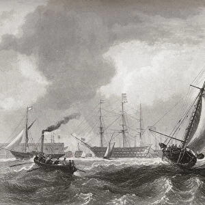 Entrance To Portsmouth Harbour, Hampshire, England In The Early 19Th Century. From The History Of England Published 1859