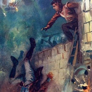 Hurled Him Into The Dreadful Ditch. Illustration By Edward Handley-Read From Grant The Grenadier By Walter Wood Published By Routledge Circa 1912