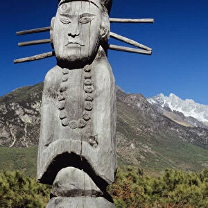 Naxi Ceremonial totems near Lijiang; China