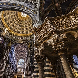 Pulpit and Ceiling of Siena Cathedral, Siena, Tuscany, Italy