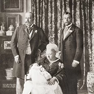 Queen Victoria Holding Her Great Grandson Prince Edward, Later Edward Viii, In 1894. Stood Behind Her, Left, Her Son Edward, Prince Of Wales, Later Edward Vii And Right, Her Grandson, George, Later King George V. Queen Victoria, Alexandrina Victoria, 1819