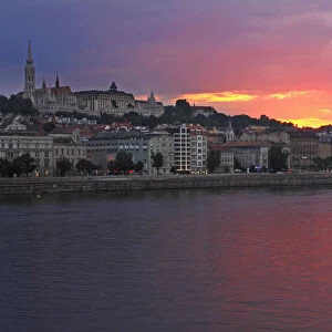 Sunset Over Danube River; Budapest Hungary