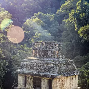 Temple of the Sun ruins of the Maya city of Palenque, Chiapas, Mexico