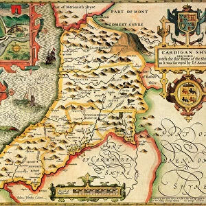 Cardiganshire Historical John Speed 1610 Map