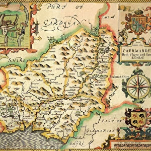 Carmarthenshire Historical John Speed 1610 Map
